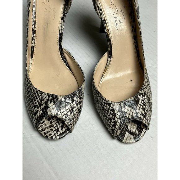 Marc Fisher Heels Joey Peep Toe Snakeskin D'Orsay Pumps Size 8 - Picture 8 of 9